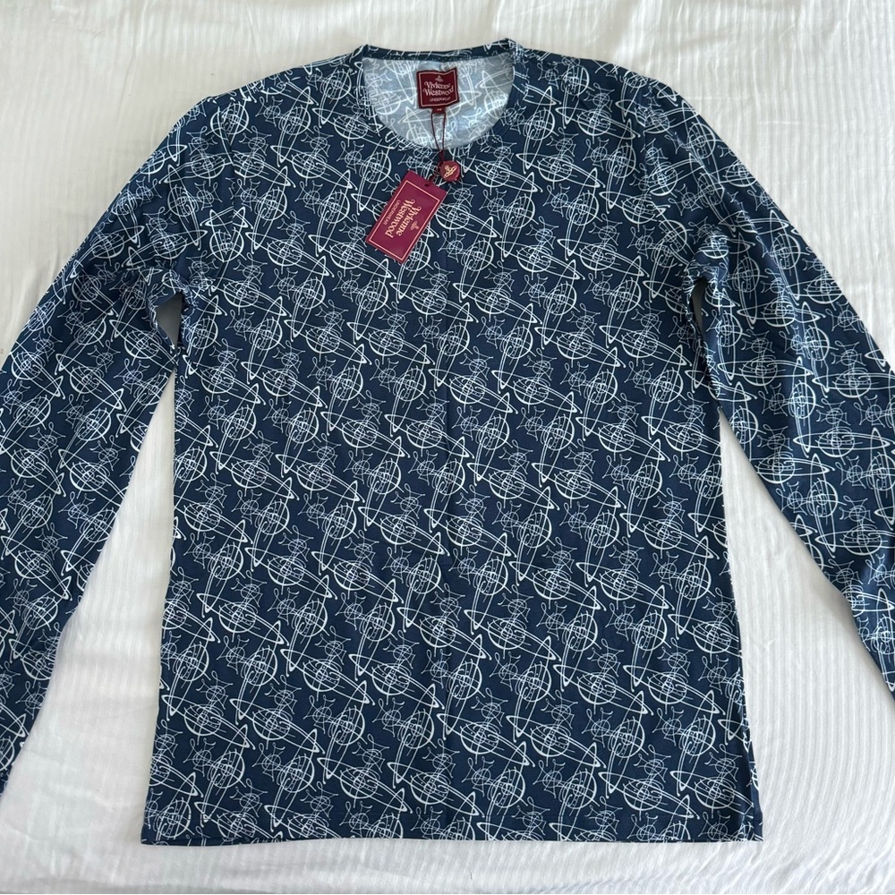 Vivienne Westwood Underwear Long Sleeve Blue White Sz M